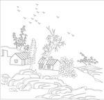 乡村风景线稿