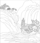 山水村落线描图