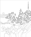 水墨山水线描图