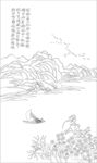 水墨山水间的悠然泛舟图