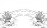 山水风景线稿图