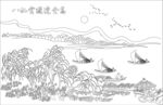 水墨山水间的悠然行舟