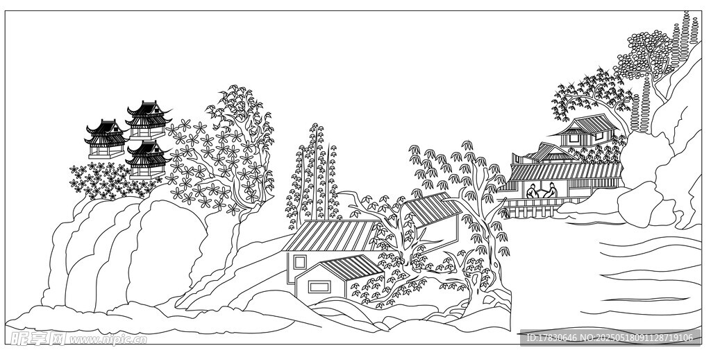 水墨山水风景图