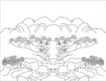 山水风景线稿图