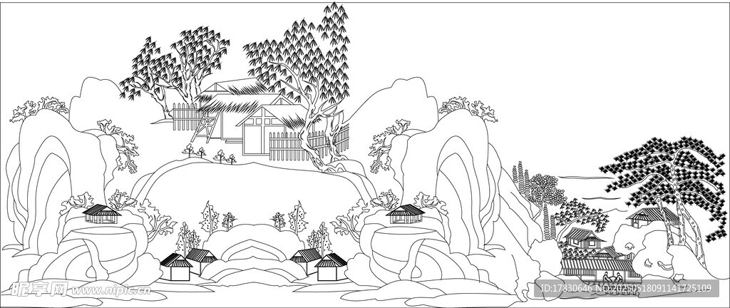 水墨山水风景图