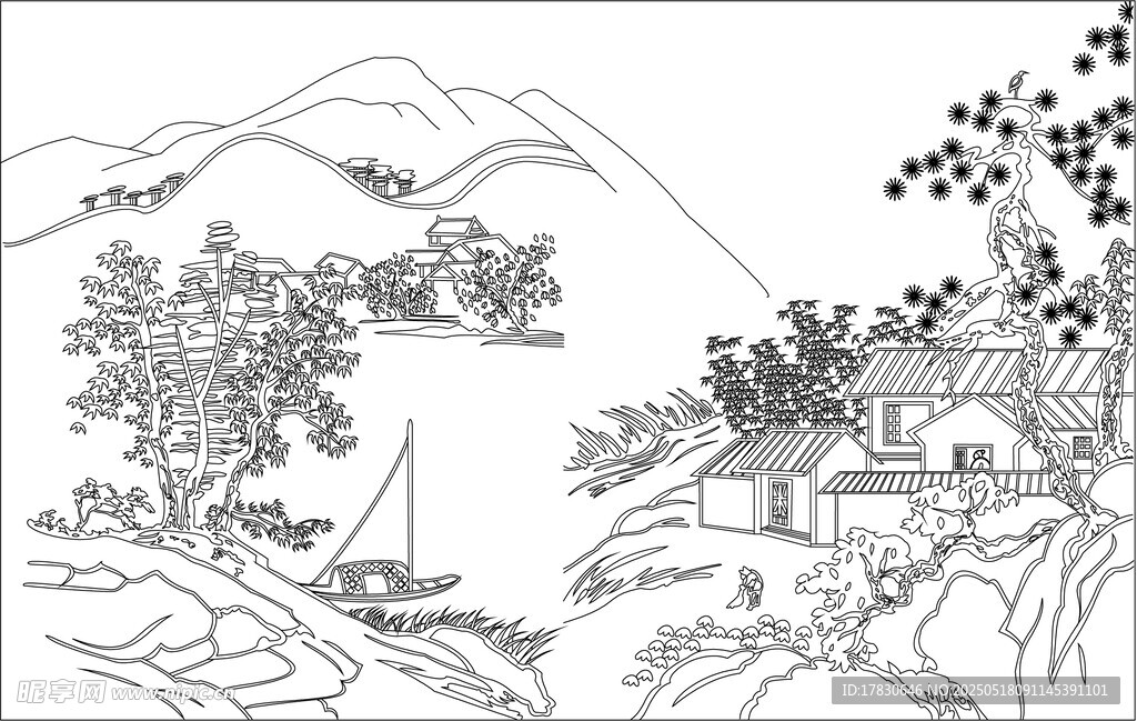 水墨山水风景图