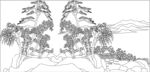 水墨山水松树线描图