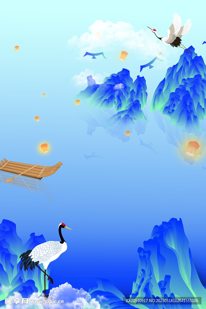 蓝色山水背景