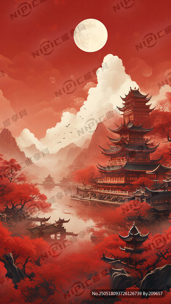 竖版吉祥温馨红色背景