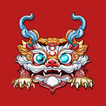 中式龙首图腾插画设计