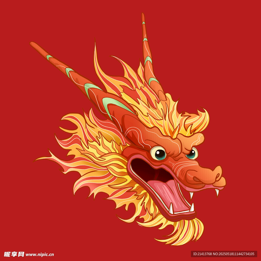 红色龙头插画
