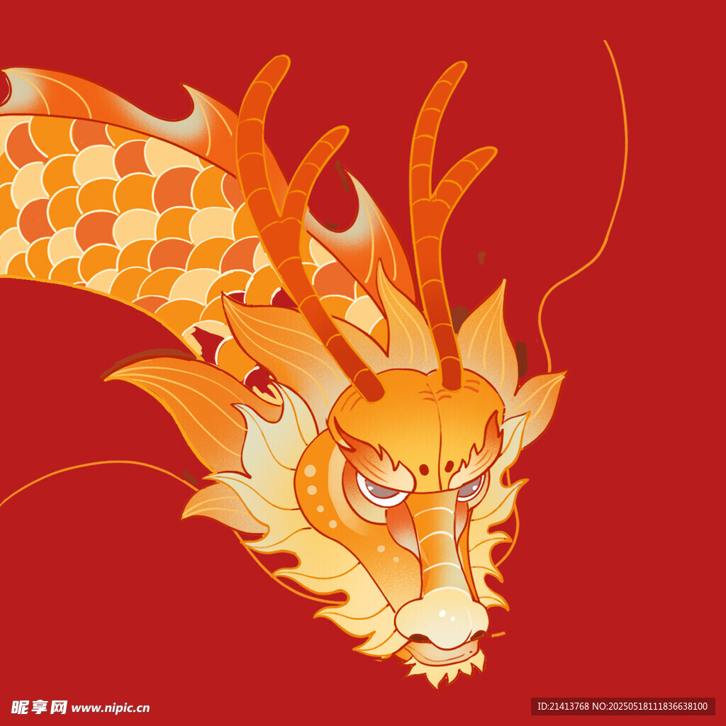 中国风红色背景威严祥龙