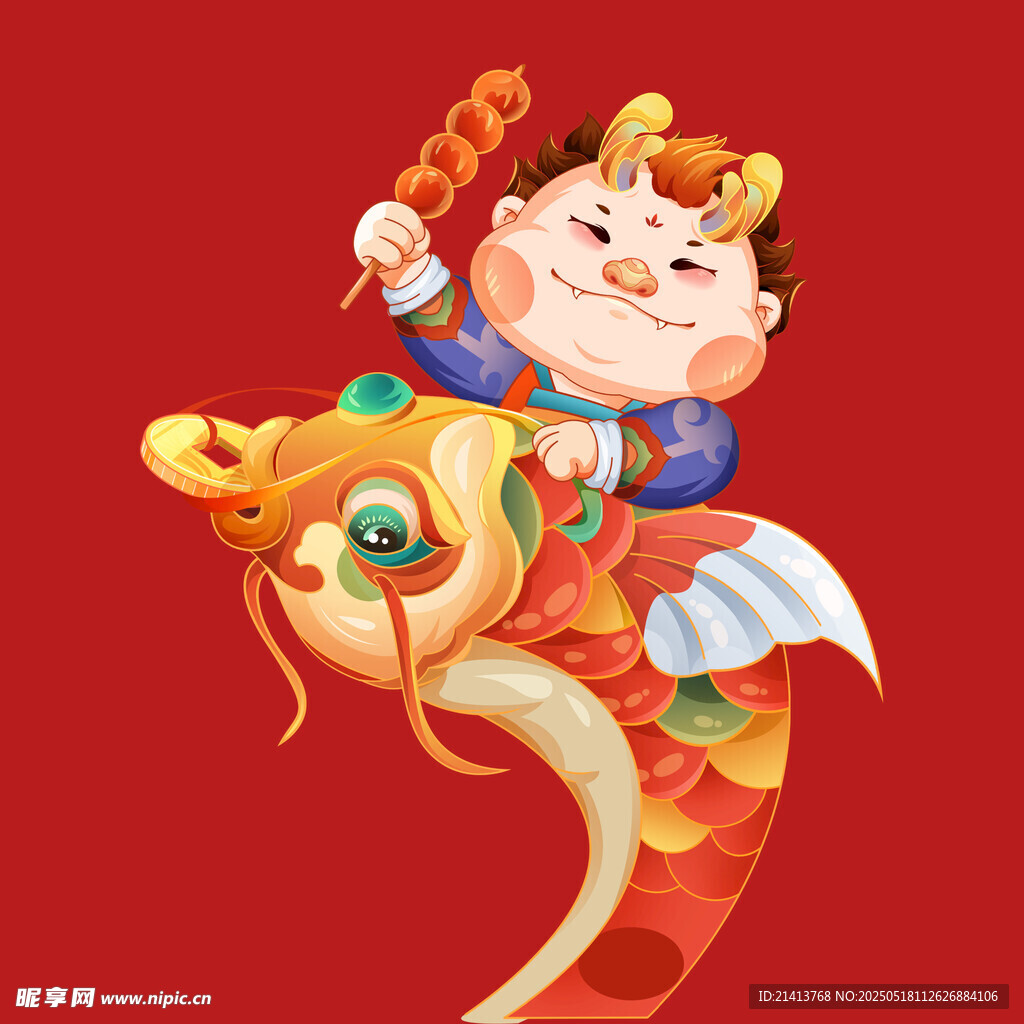 骑龙童子贺岁