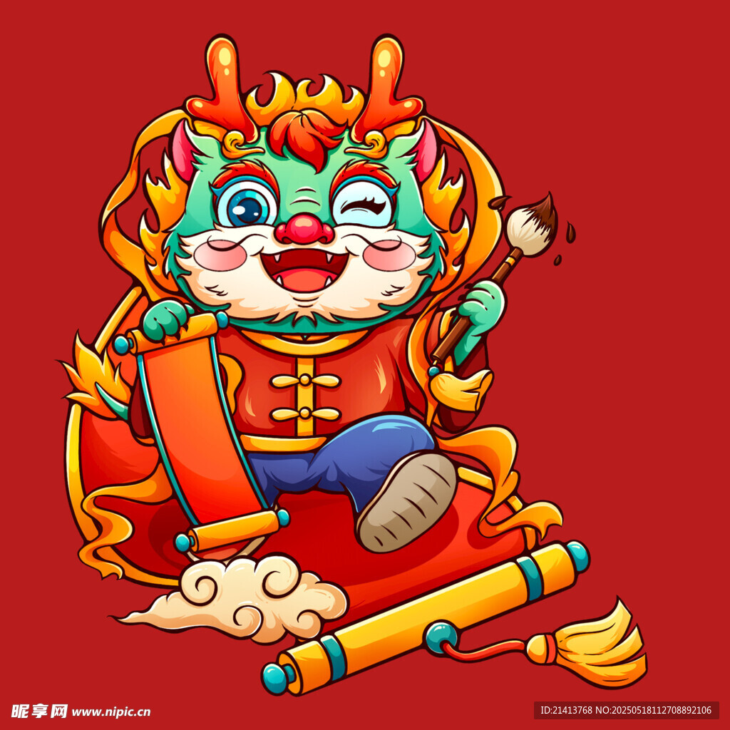 卡通龙形象贺岁喜庆画面
