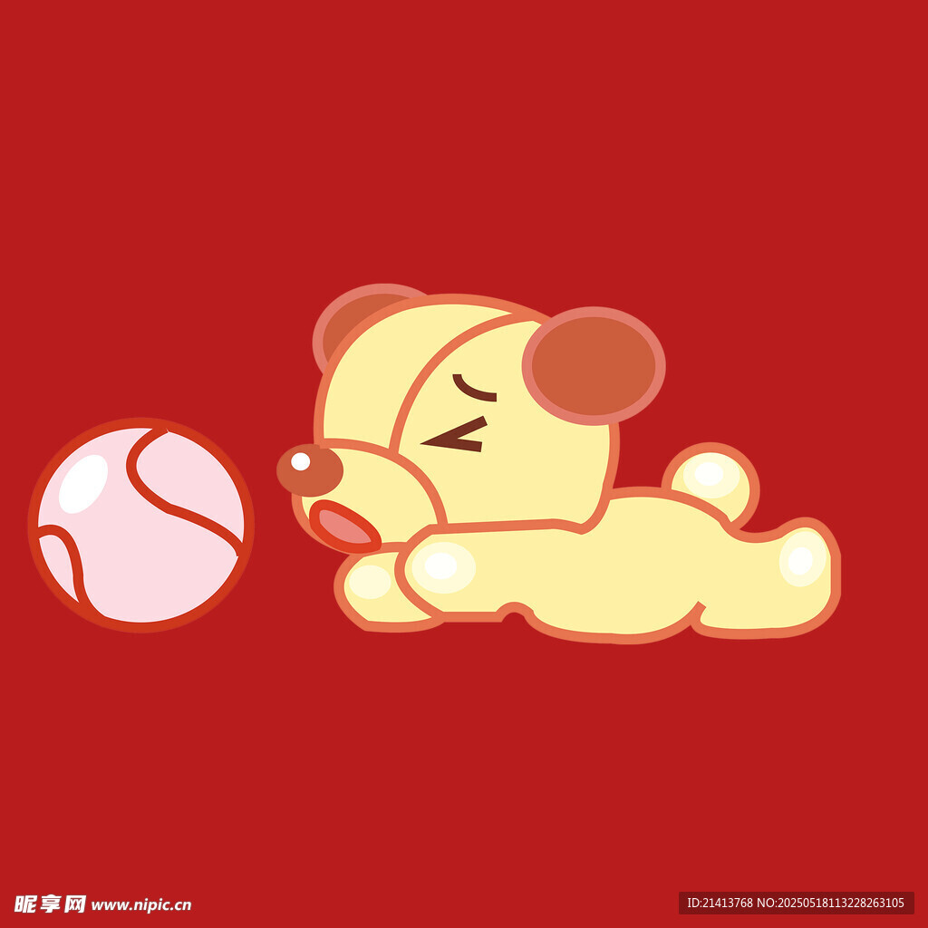 趴着玩球的可爱小熊