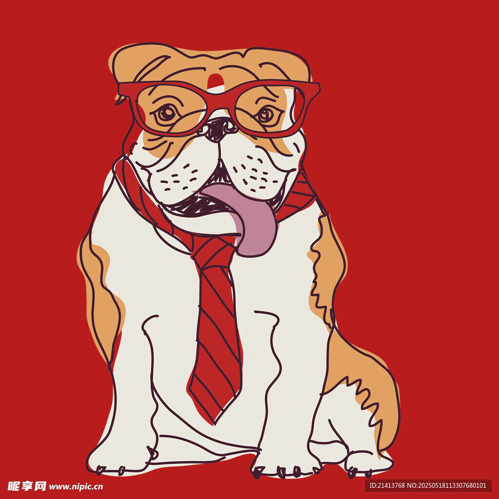 戴领带的可爱斗牛犬