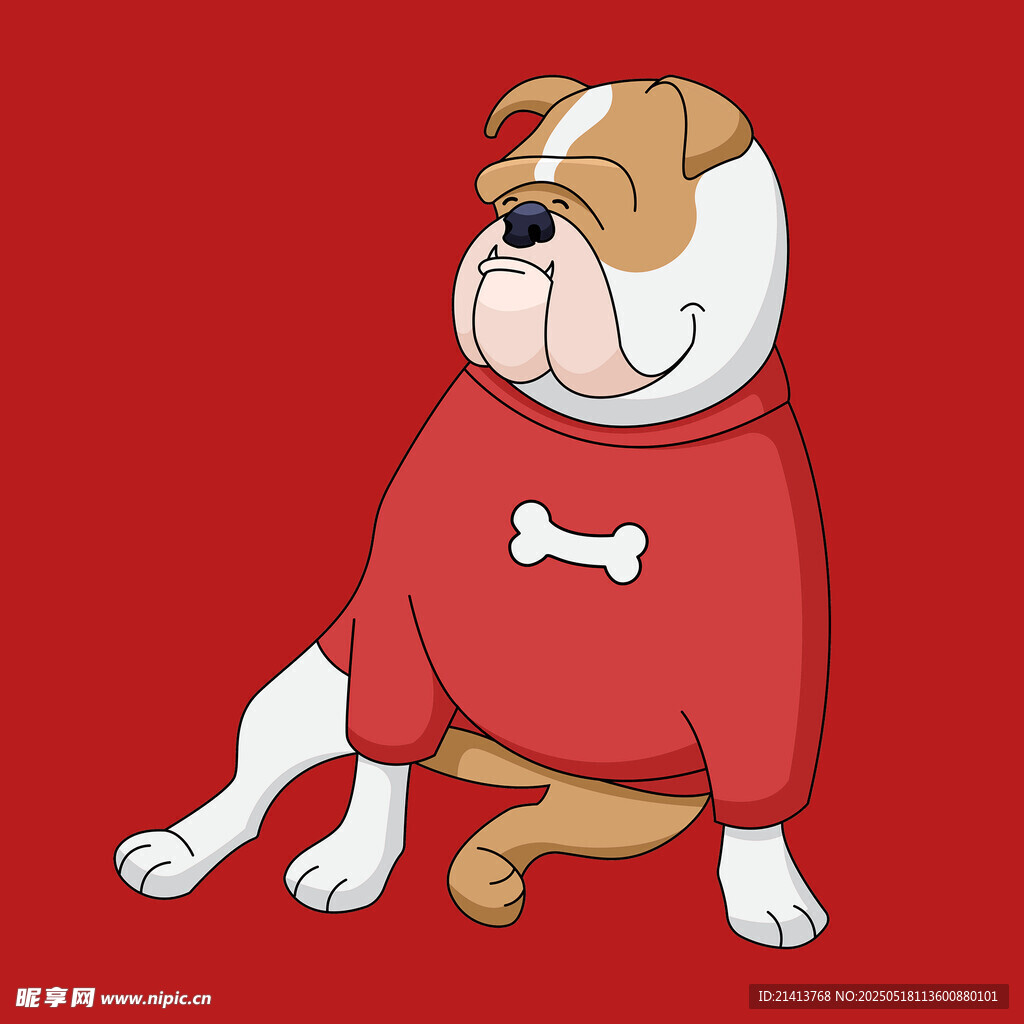 穿红衣的可爱斗牛犬