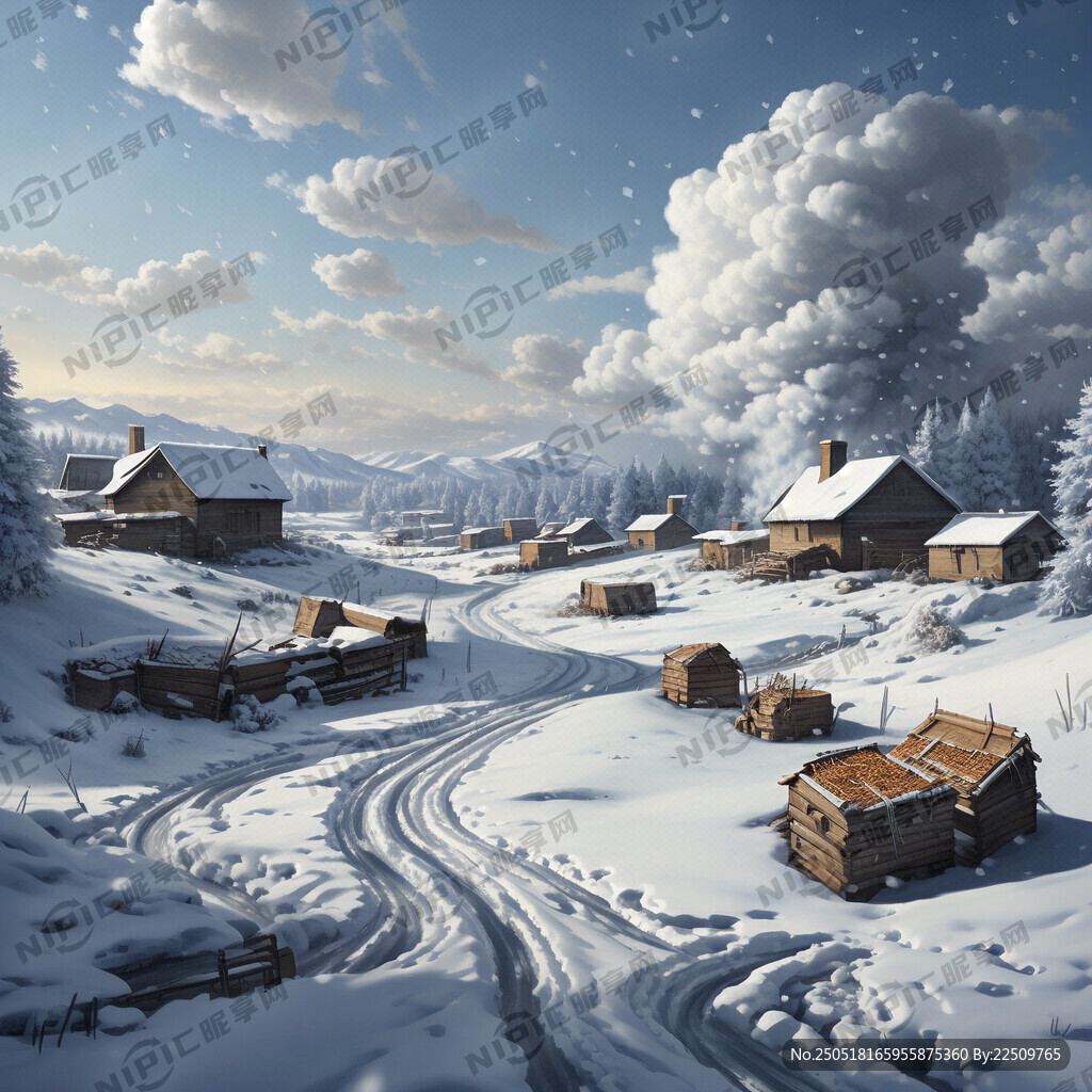 画面有雪景 有粮仓