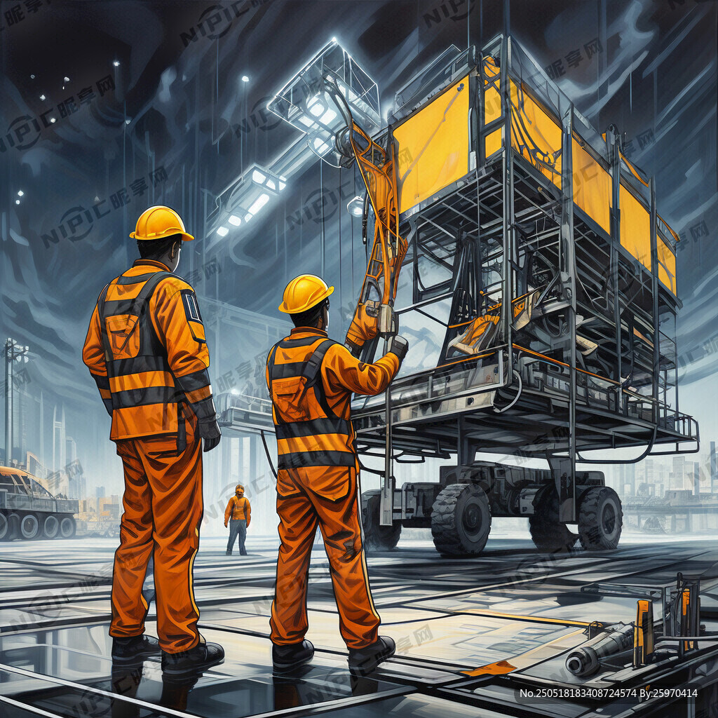 身穿安全服 在建设着一个高8米