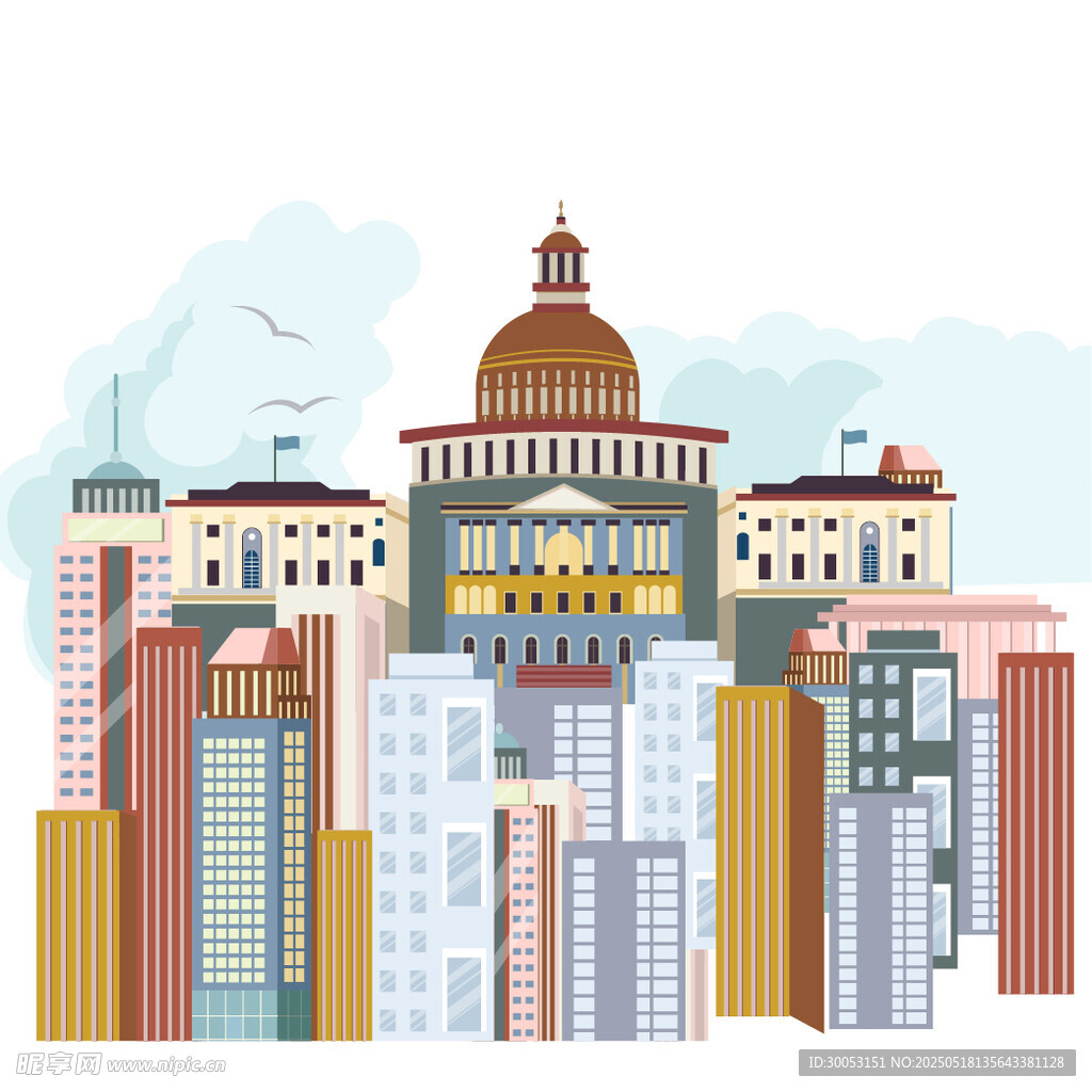 多彩城市建筑群景观