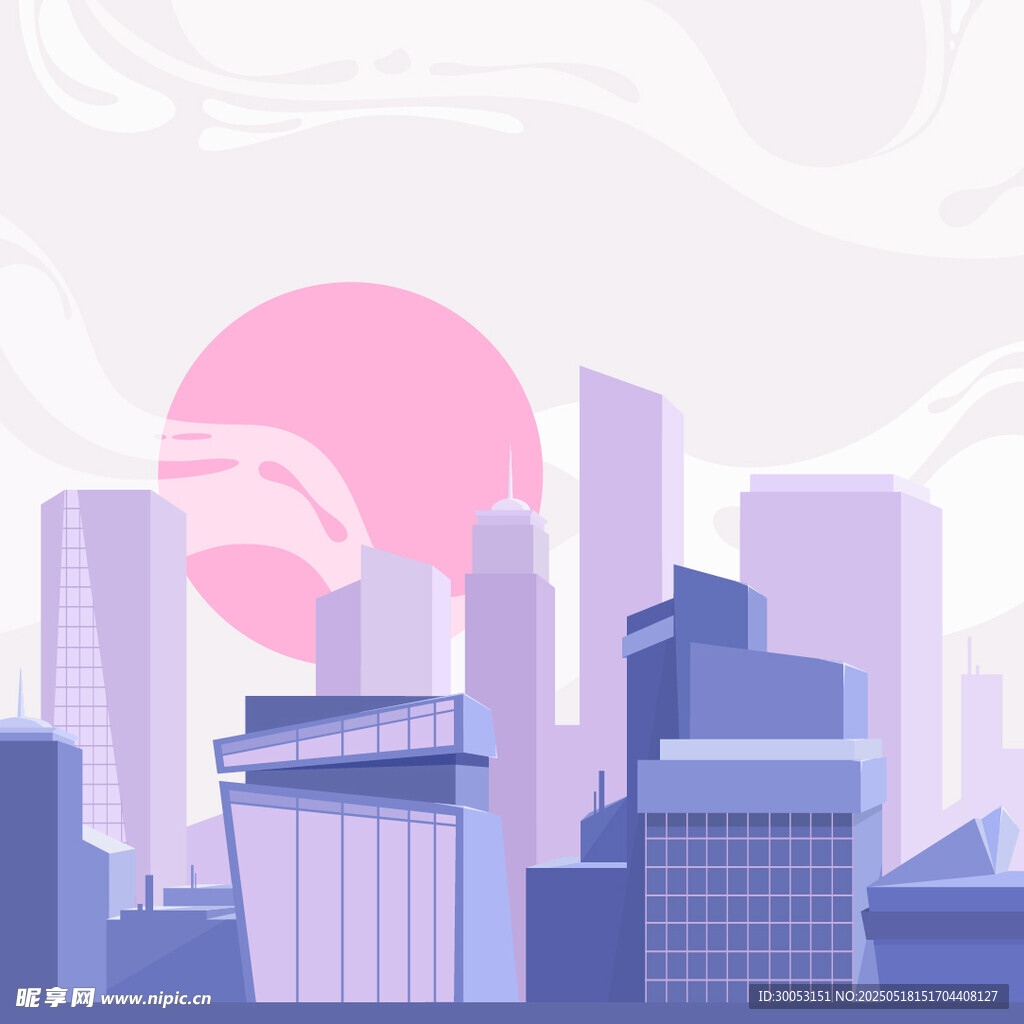 城市天际线与落日景观