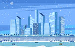 冬日都市雪景摩天大楼景观