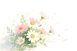 清新雏菊插画花卉美景