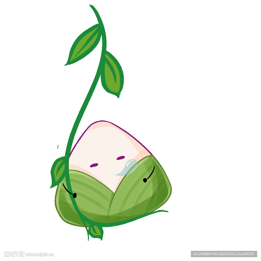 可爱卡通粽子带绿植