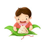 小孩开心包粽子