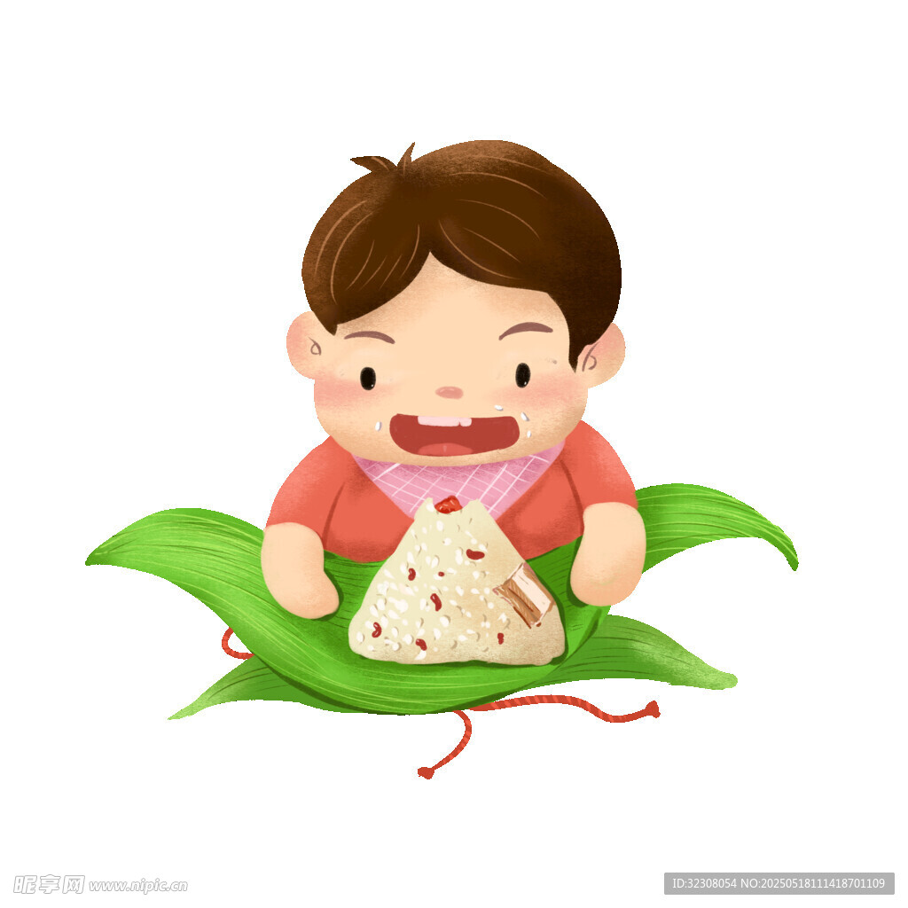 小孩开心包粽子
