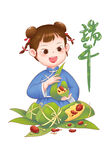 小女孩开心包粽子