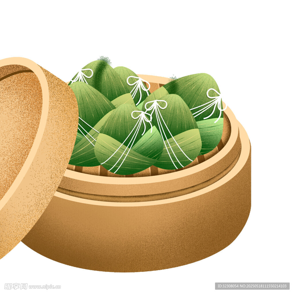 竹制蒸笼里的美味粽子