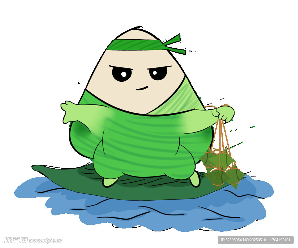 卡通形象的端午粽子武士