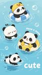 可爱熊猫水中欢乐漂浮