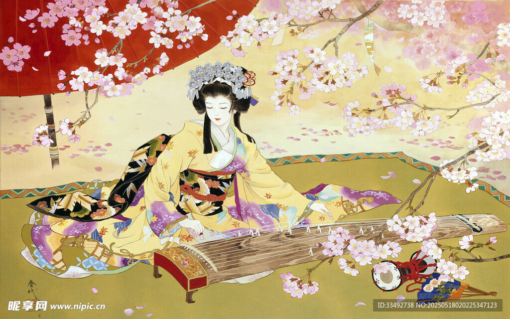 古风美人赏樱图