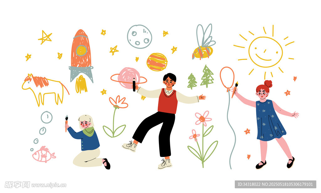 卡通绘画插图