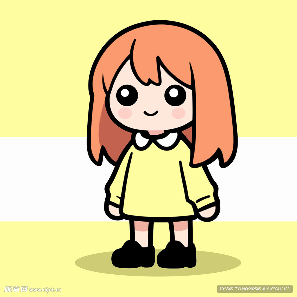穿黄衣的卡通红发小女孩