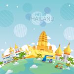 泰国旅游 矢量 插画 地标  