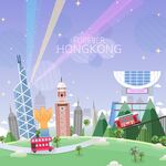 香港旅游 矢量 插画 地标  