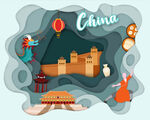 中国旅游插画 