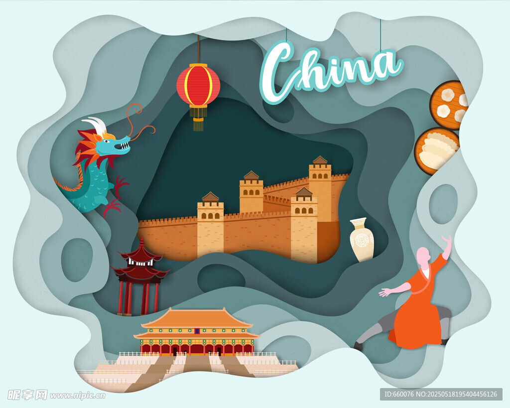 中国旅游插画 