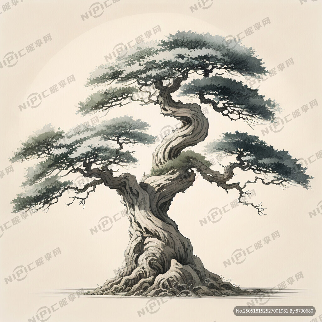 线条感的古树 带有中国风