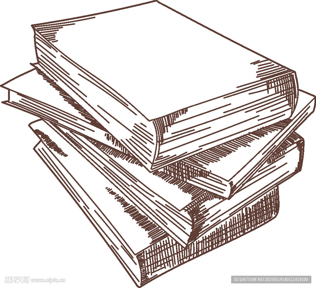 堆叠的书籍手绘插画