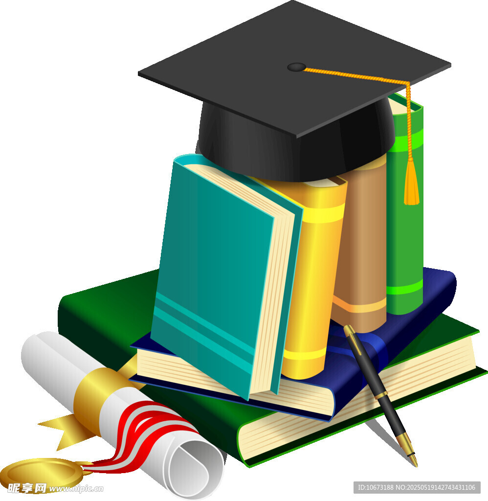 书籍学位帽与证书