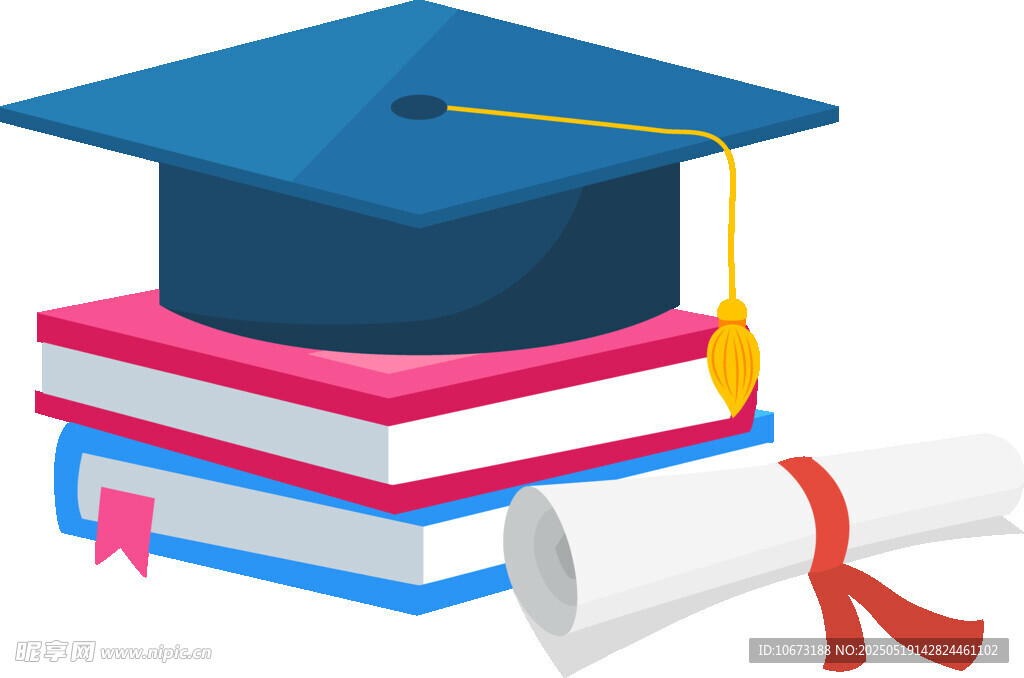 书籍与学位帽象征