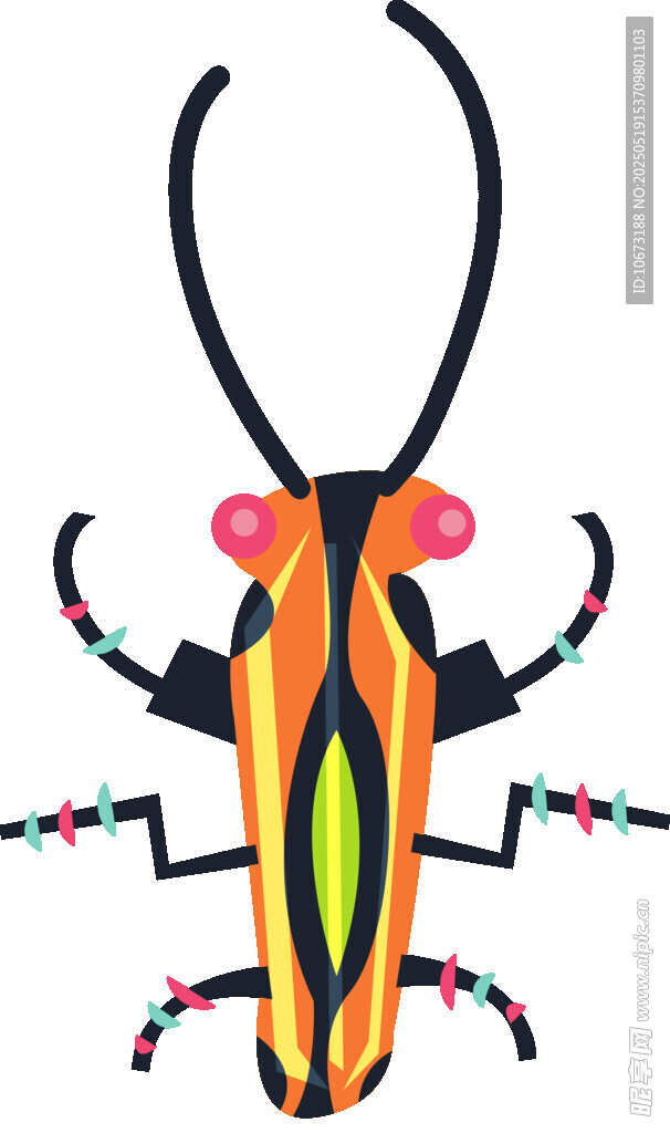 彩色条纹甲虫插画