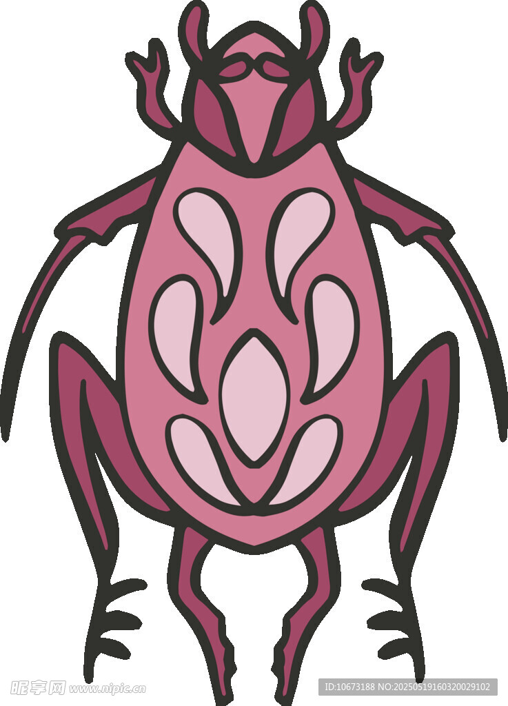 粉色甲虫插画图案设计