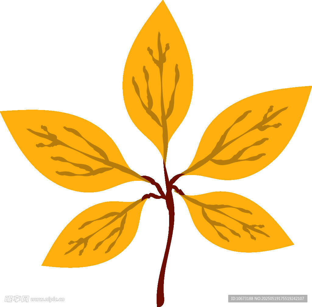 黄色五叶植物插画