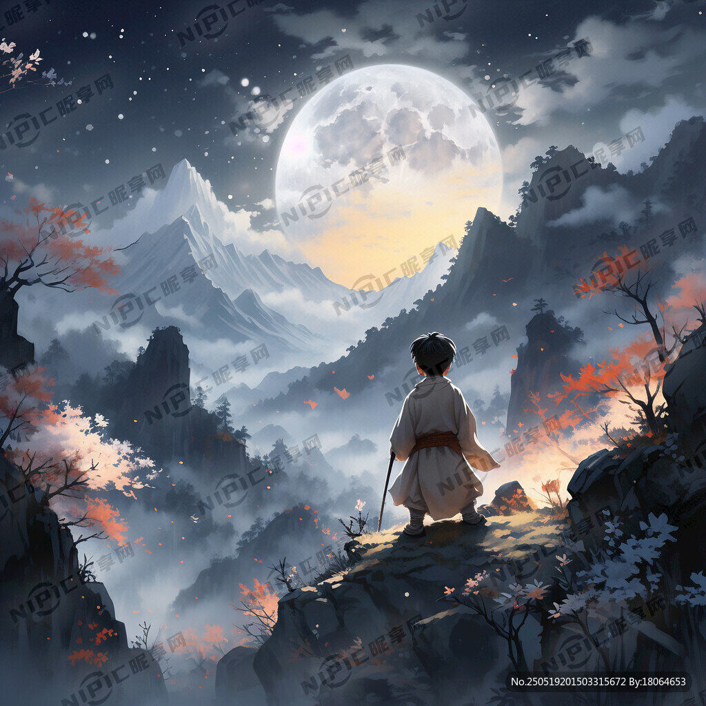小男孩  月明星稀 小山坡