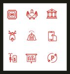 红色简约商务办公图标